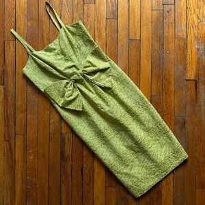 PORTS 1961 Midi Dress Women Small Green Ruffled Textured‎ Cocktail Prom Wedding